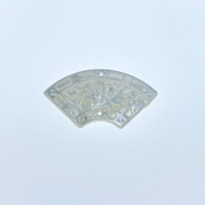 Alternative view of 2pc Fan Shaped Hand Carved Mother Of Pearl Beads 24mm Organic Connectors For Jewelry Making Natural White Shell Pendants WM-0101