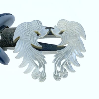 Alternative view of 1Pair 21mm x 35mm Hand Carved White Mother of Pearl Phoenix Pendants