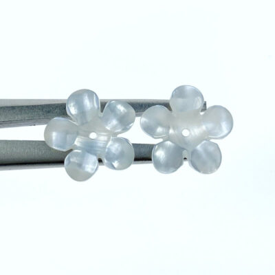 10pc Flower Beads White Mother Of Pearl Charms 14mm Hand Carved WM-0191