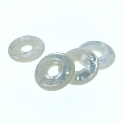 Alternative view of 2pc 20mm Natural White Mother of Pearl Donut Circle Pendants WM-0165