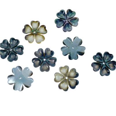 Alternative view of Heart Petal Flower Beads Black Mother Of Pearl BM-0104