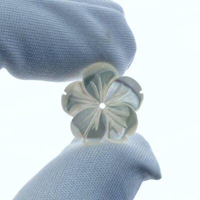 Alternative view of 10pc Hand Carved Flower Beads Mother Of Pearl 15mm White Oyster Shell DIY Bridal Jewelry Earring Making Natural Organic Handmade WM-0133