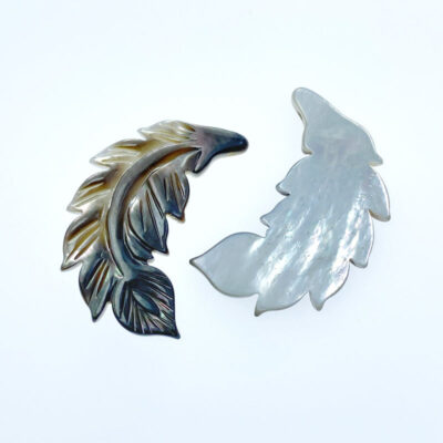 Alternative view of 2pc Feather Beads Black Mother of Pearl Pendants BM-0024