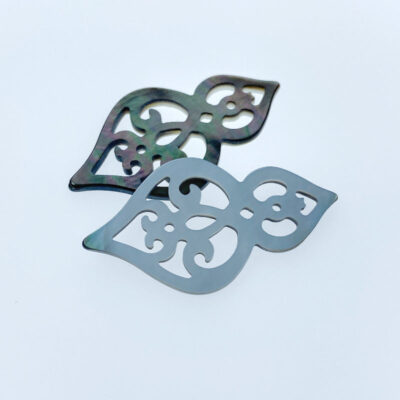 Alternative view of 2pc Filigree Drop Black Mother Of Pearl Drop Pendants Charms BM-0040