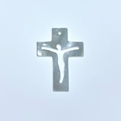 Jesus Cross Mother Of Pearl Beads Charms 21mm Religious Beads WM-0158