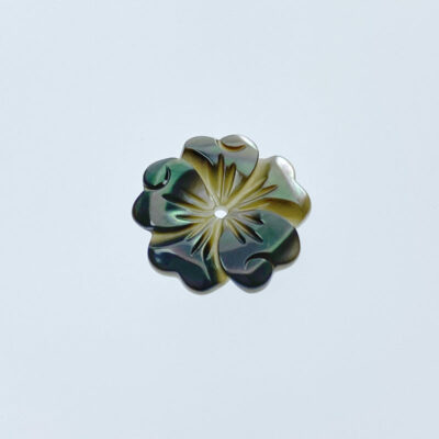 10pc Flower Beads Black Mother Of Pearl Flower 15mm Hand Carved BM-0077