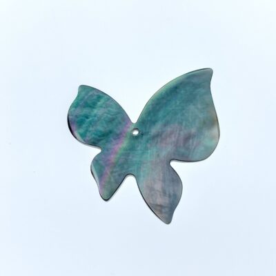 Alternative view of 2pc 30mm x 32mm Organic Black Mother of Pearl Butterfly Pendants BM-0096