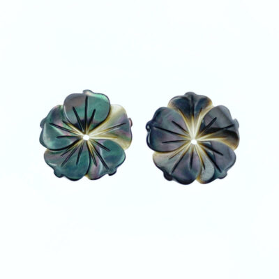Alternative view of 6pc Bauhinia Flower Beads Black Mother Of Pearl Charms BM-0076