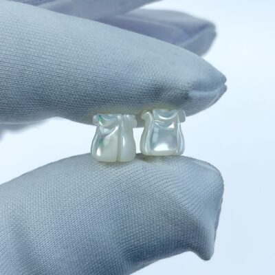 Alternative view of 10pc Tulip Flower Beads Mother Of Pearl 7mm Hand Carved White Shell For DIY Bridal Jewelry Earring Making Charms Natural Organic WM-0033