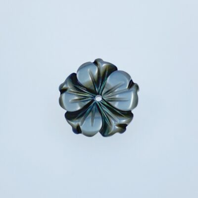 10pc Bauhinia Flower Beads Black Mother Of Pearl 12mm Hand Carved Charms BM-0053