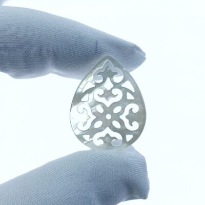 Alternative view of 2pc Filigree Drop Beads White Mother of Pearl Pendants WM-0144