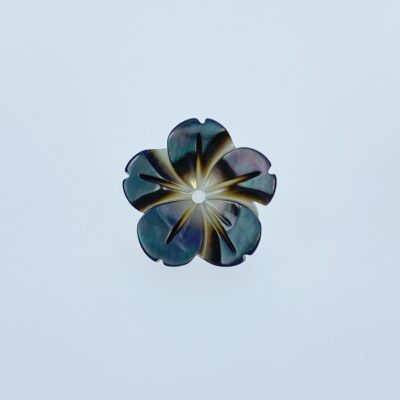 10pc Hand Carved Black Mother of Pearl 15mm 5-petal Flower Beads BM-0079