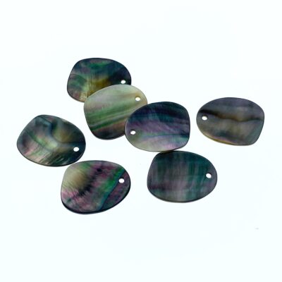 Alternative view of 10pc Disc Drop Beads Black Mother Of Pearl 21mm Natural Hand Carved BM-0109