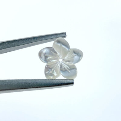 10pc Tropical Flower Beads White Mother of Pearl WM-0058