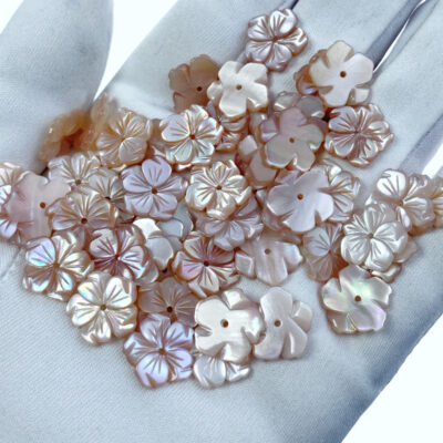 Alternative view of 10pc Bauhinia Flower Pink Mother Of Pearl Shell Beads 12mm PM-0003