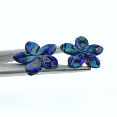 Alternative view of 2pc Plumeria Flower Abalone Shell 20mm Hand Carved Pendants AB-0012