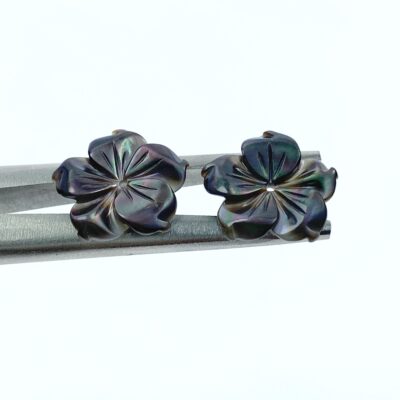 Alternative view of 10pc Bauhinia Flower Beads Black Mother Of Pearl 15mm BM-0072