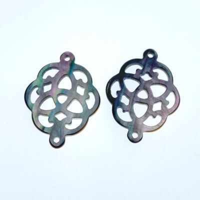 Alternative view of 2pcs Celtic Knot Beads Black Mother of Pearl Connectors Pendants BM-0004