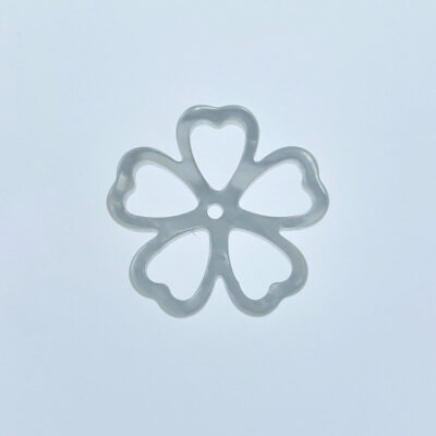 2pc Daisy Flower Beads White Mother Of Pearl Hand Carved WM-0004