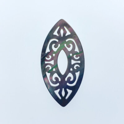 2pc Filigree Marquise Beads Black Mother of Pearl Pendants BM-0093