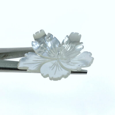 Alternative view of 2pc Tropical Flower Beads White Mother of Pearl DIY Jewelry WM-0167