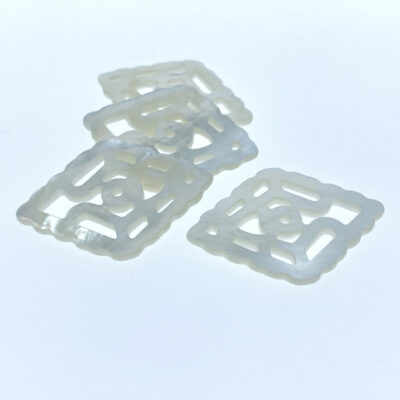 Alternative view of 2pc Rhombus Filigree Beads White Mother Of Pearl WM-0011