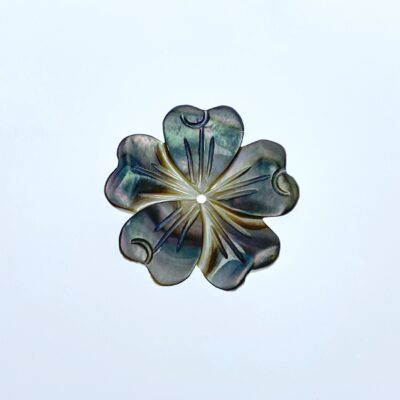6pc 20mm Hand Carved Black Mother of Pearl 5-petal Flower Beads BM-0107