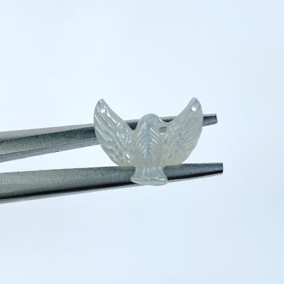 Alternative view of 2pc 14mm x 18mm White Mother of Pearl Dove Connectors Pendants WM-0084