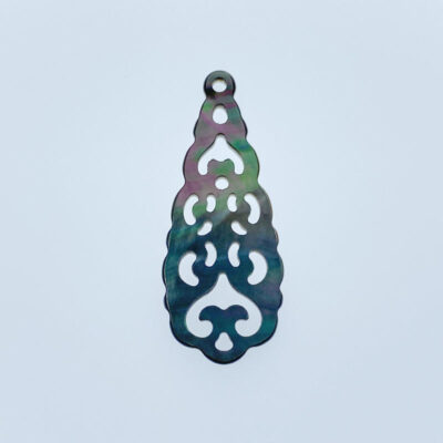 2pc Filigree Drop Shape Black Mother Of Pearl Beads Charm Pendant BM-0036