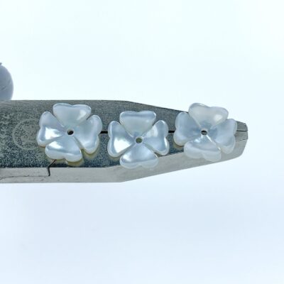 Alternative view of 10pc Mother Of Pearl 4 Petal Flower Beads Charms 10mm Hand Carved Hawaii Tropical Nature Organic Design Minimalist Jewelry Earrings WM-0005