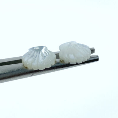 Alternative view of 10pc Clam Shell Double Sided Carved White Mother of Pearl 12mm WM-0192