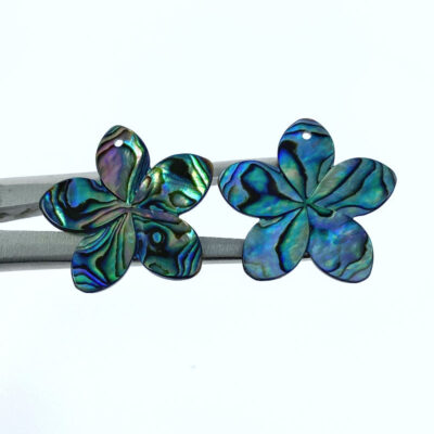 Alternative view of 2pc Plumeria Flower Abalone Beads 25mm Natural Sea Shell Jewelry Earring Making Paua Shell Hand Carved Hawaii Pendant Natural Pearl AB-0023