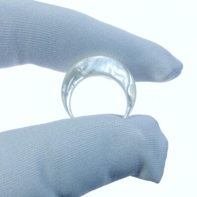 Alternative view of 2pc Crescent Moon Beads White Mother Of Pearl 20mm Hand Carved WM-0031