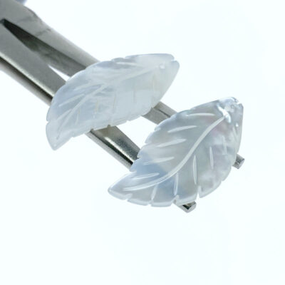 Alternative view of 2pc Leaf Beads White Mother Of Pearl Pendants WM-0220