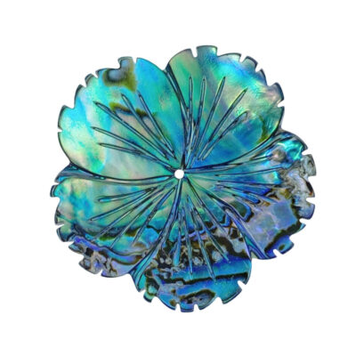 2pc Large Hibiscus Flower Beads Natural Abalone Shell Hand Carved AB-0019