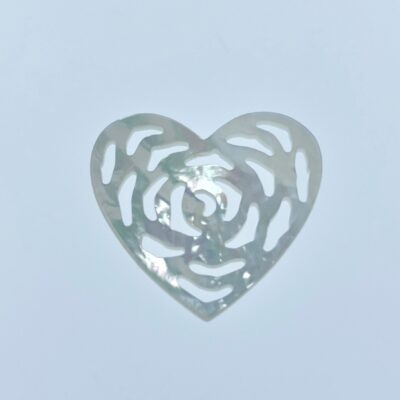 Alternative view of Heart Rose Filigree Beads White Mother Of Pearl Hand Carved WM-0105