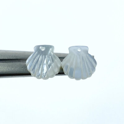 10pc Clam Shell Double Sided Carved White Mother of Pearl 12mm WM-0192