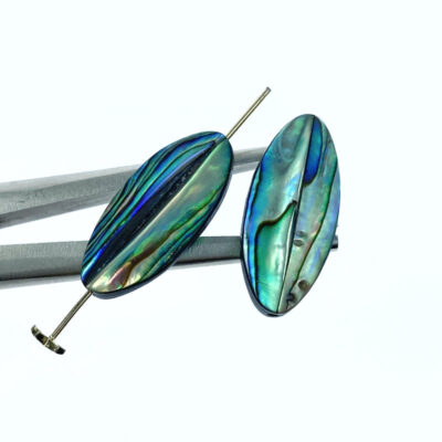 Alternative view of 4pc Oval Beads Abalone Shell Hand Made AB-0015