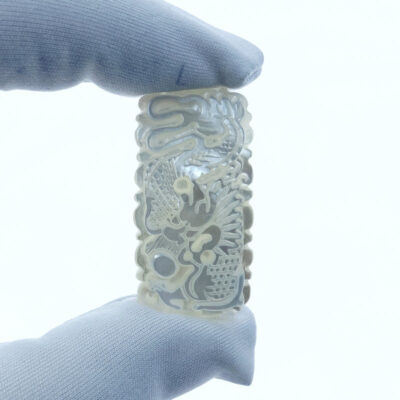 Alternative view of 2pcs Chinese Dragon Pendants White Mother Of Pearl 36mm Hand Carved