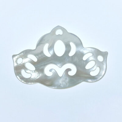 2pc Lotus Leaf Beads White Mother of Pearl Filigree WM-0088