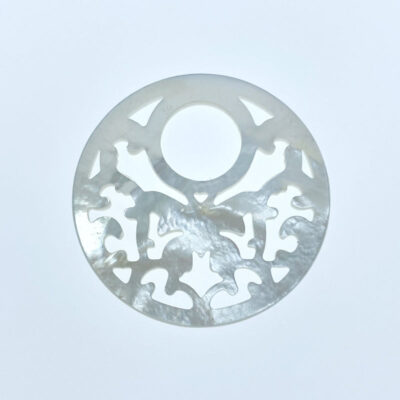 2pc Butterfly Filigree Round Beads White Mother of Pearl Pendants WM-0068