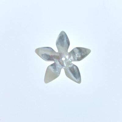 6pc 18mm Hand Carved White Mother of Pearl 5-petal Flower Beads WM-0021