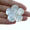 2pc Large Hibiscus Flower Beads White Mother Of Pearl 39mm Hand Carved WM-0168
