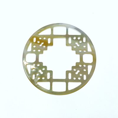 2pc 35mm Yellow Mother of Pearl Round Filigree Pendants YM-0006