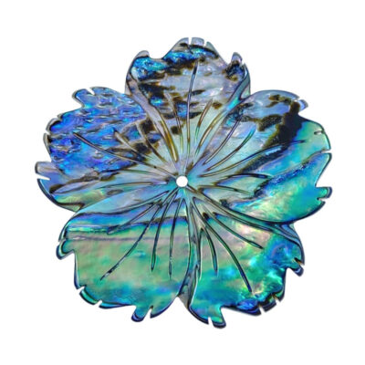 2pc Hibiscus Flower Beads Abalone Shell Natural Hand Carved AB-0001