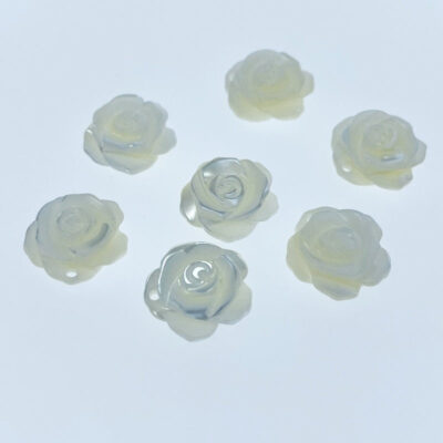 Alternative view of 10pc Rose Flower Beads White Mother Of Pearl 10mm Pendants Charms WM-0019