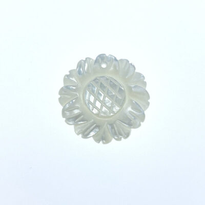 6pc Sun Flower Beads White Mother of Pearl WM-0038