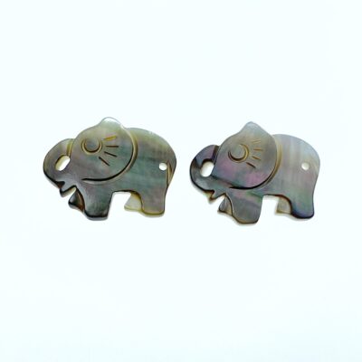 Alternative view of 6pc Black Mother Of Pearl Elephant Beads Connectors 22mm Hand Carved Black Mother of Pearl Elephant Connectors Pendants DIY Jewelry BM-0049