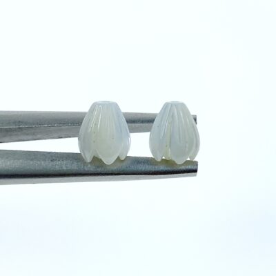 Alternative view of 10pc Hawaiian Pikake White 8mm Mother of Pearl Jasmine Flower Beads Hand Carved Natural Minimalistic Design For Earrings Jewelry WM-0018