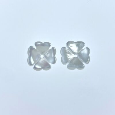 10pc Mother Of Pearl 4 Petal Flower Beads Charms 10mm Hand Carved Hawaii Tropical Nature Organic Design Minimalist Jewelry Earrings WM-0005